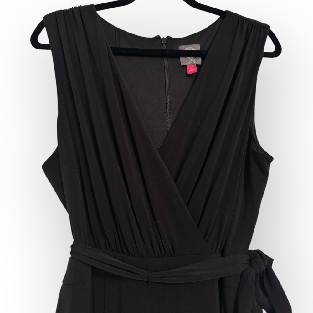 VINCE CAMUTO Faux Wrap Wide-Leg Jersey Jumpsuit, XL, Black - Picture 5 of 16